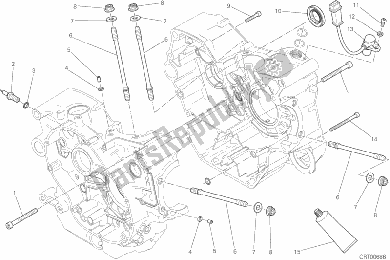 All parts for the Half-crankcases Pair of the Ducati Scrambler Cafe Racer 803 2017